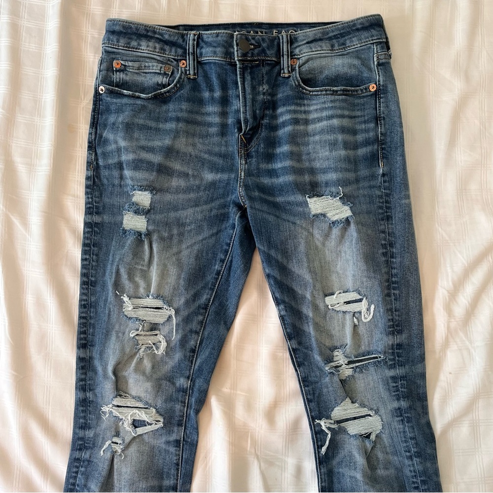 American Eagle Men’s Jean, Skinny, Distressed, Medium Wash, Ne(x)t Level Flex